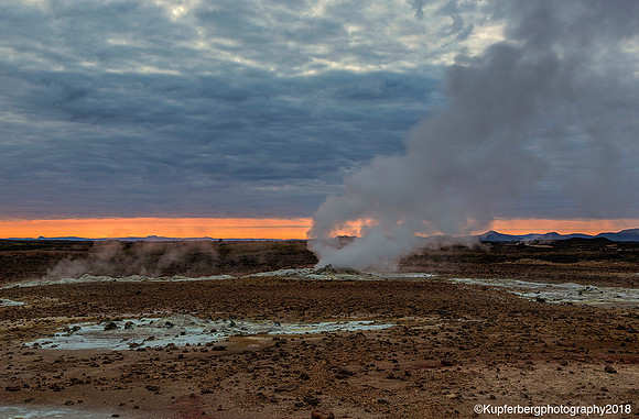 Iceland volcanic vent at sunrise