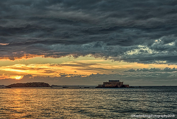 Castlel int the Bay at Sunset, St. Malo, France
