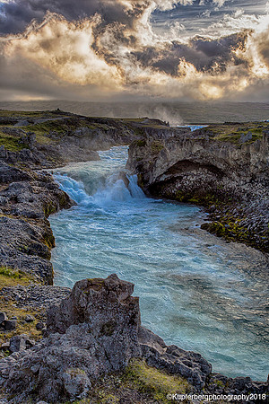 Thunderstorm at Sunset, Godafoss,Icelad